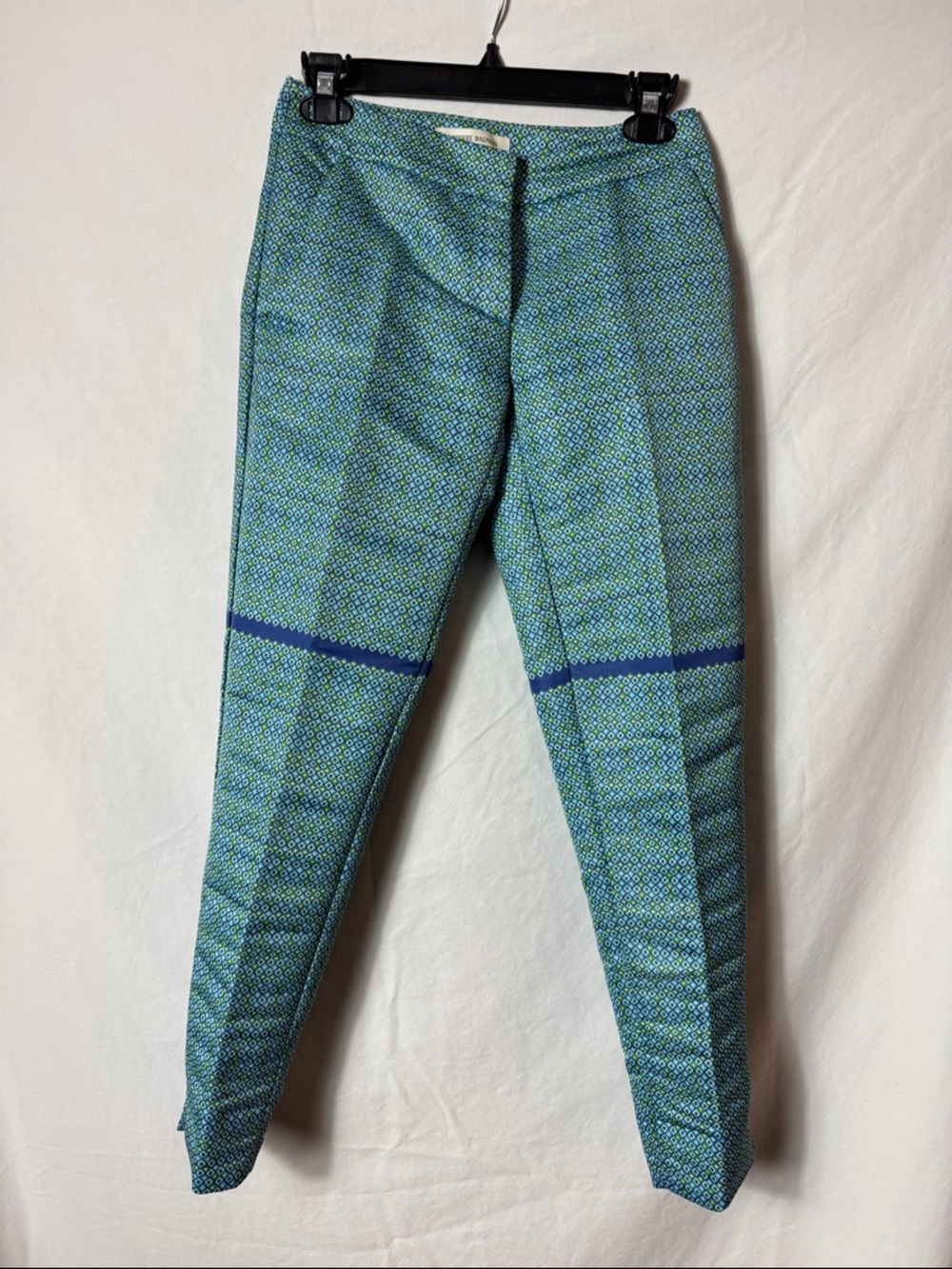 Pierre Balmain Blue and Green Geometric Print Pants
